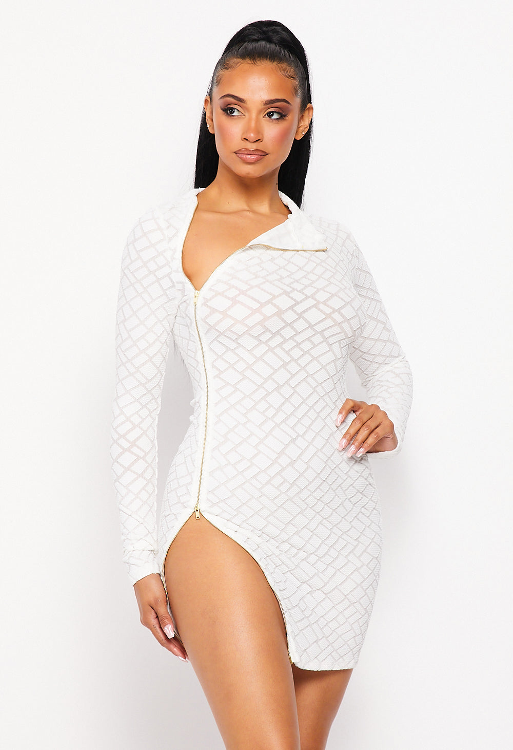 THE DOUBLE ZIP MINI DRESS – HAIR STUDIO & Company